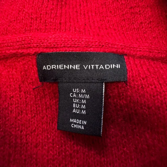 Adrienne Vittadini Red Rhinestone Cardigan Sweater Medium - Picture 6 of 13